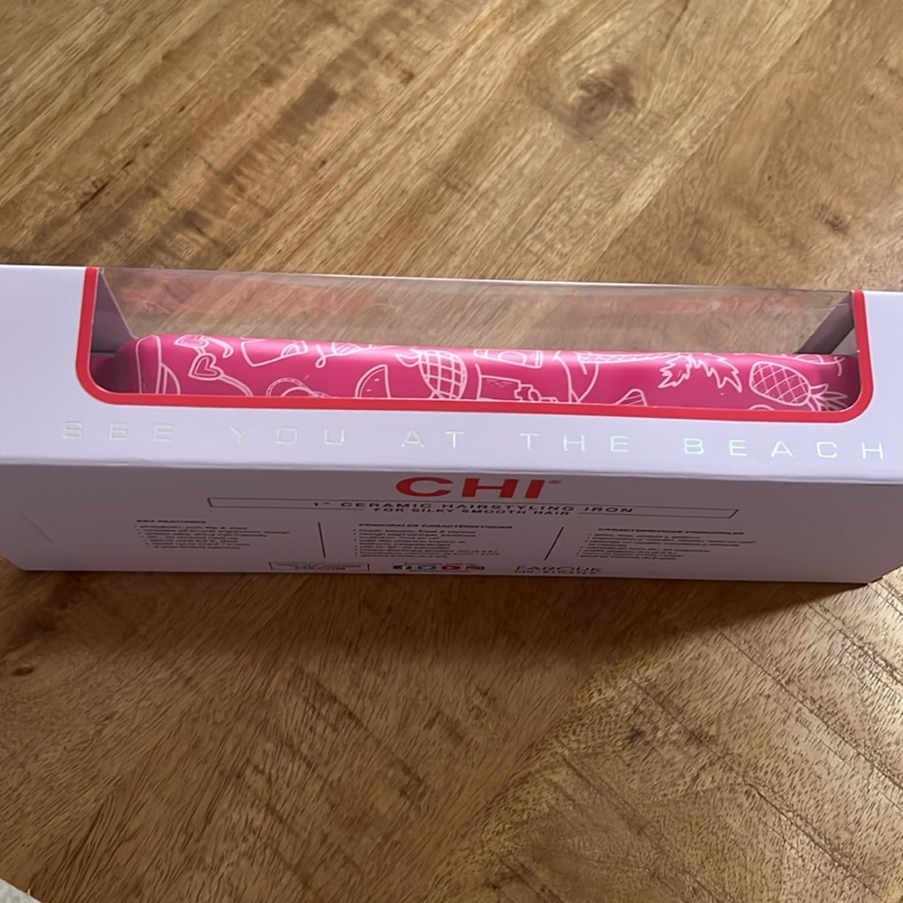 CHI Limited Edition See You At The Beach 1” Ceramic Flat Iron Pink - Picture 5 of 6